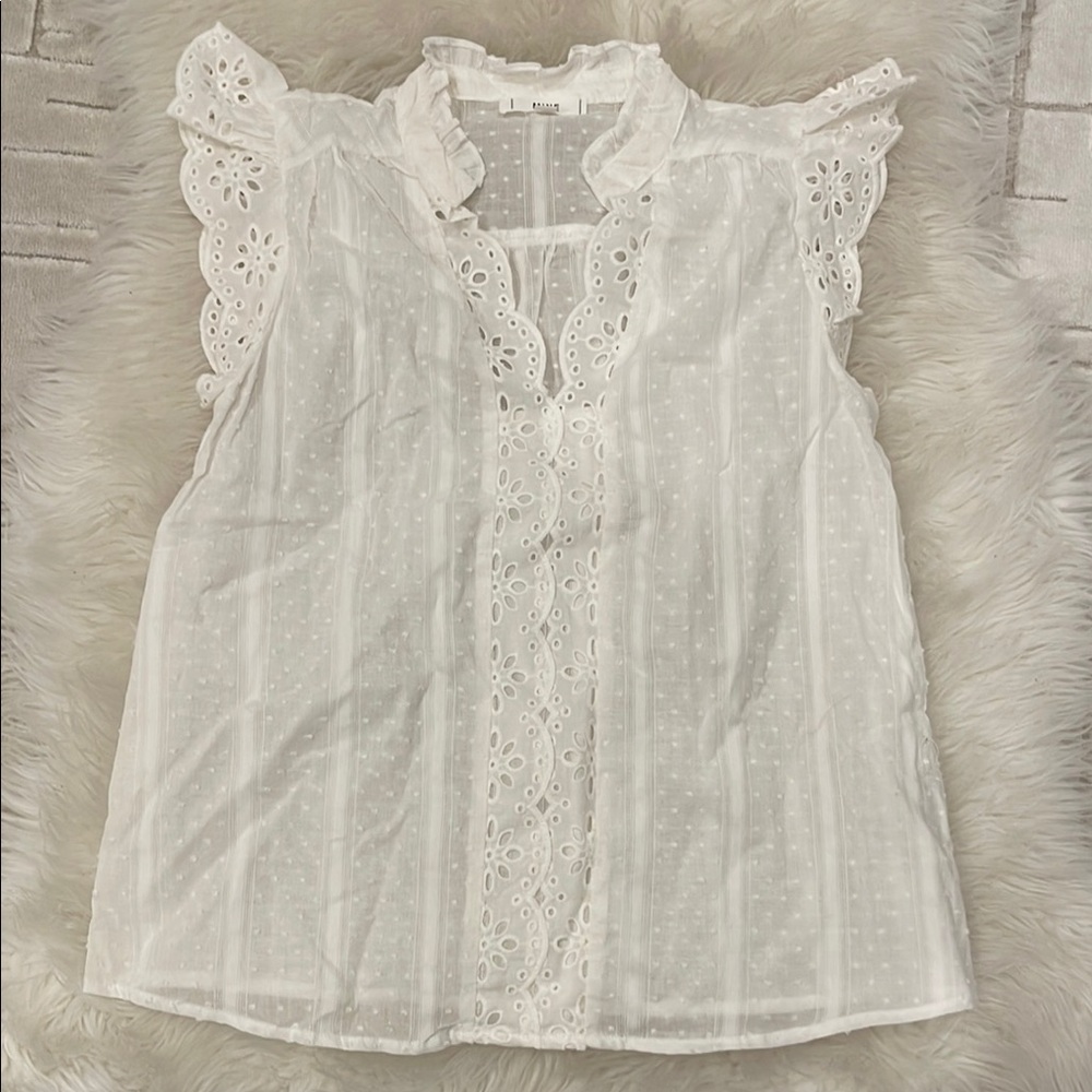 White Eyelet Lace Sleeveless Top